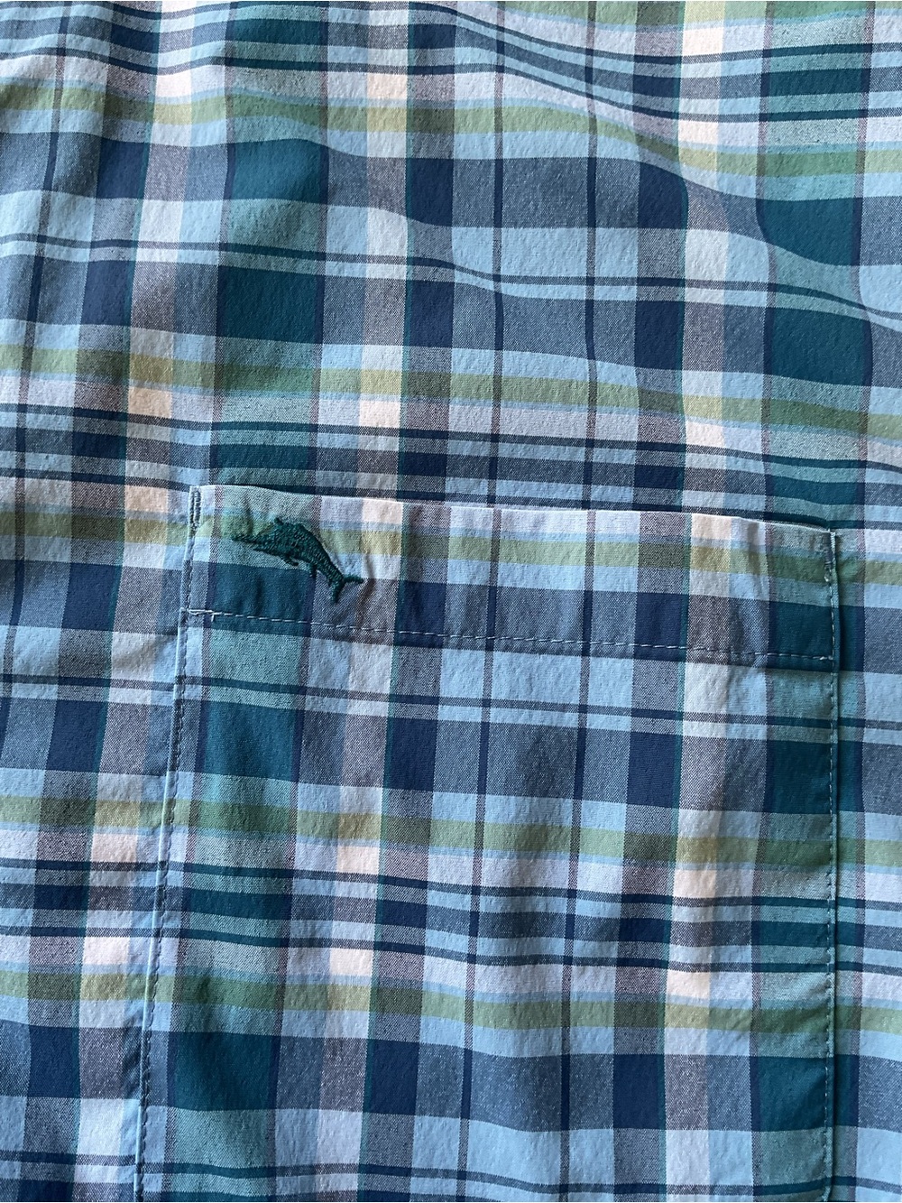 Tommy Bahama Siesta Key Shirt 3XLB Big Tall Blue Teal Plaid IslandZone Stretch - Picture 3 of 7